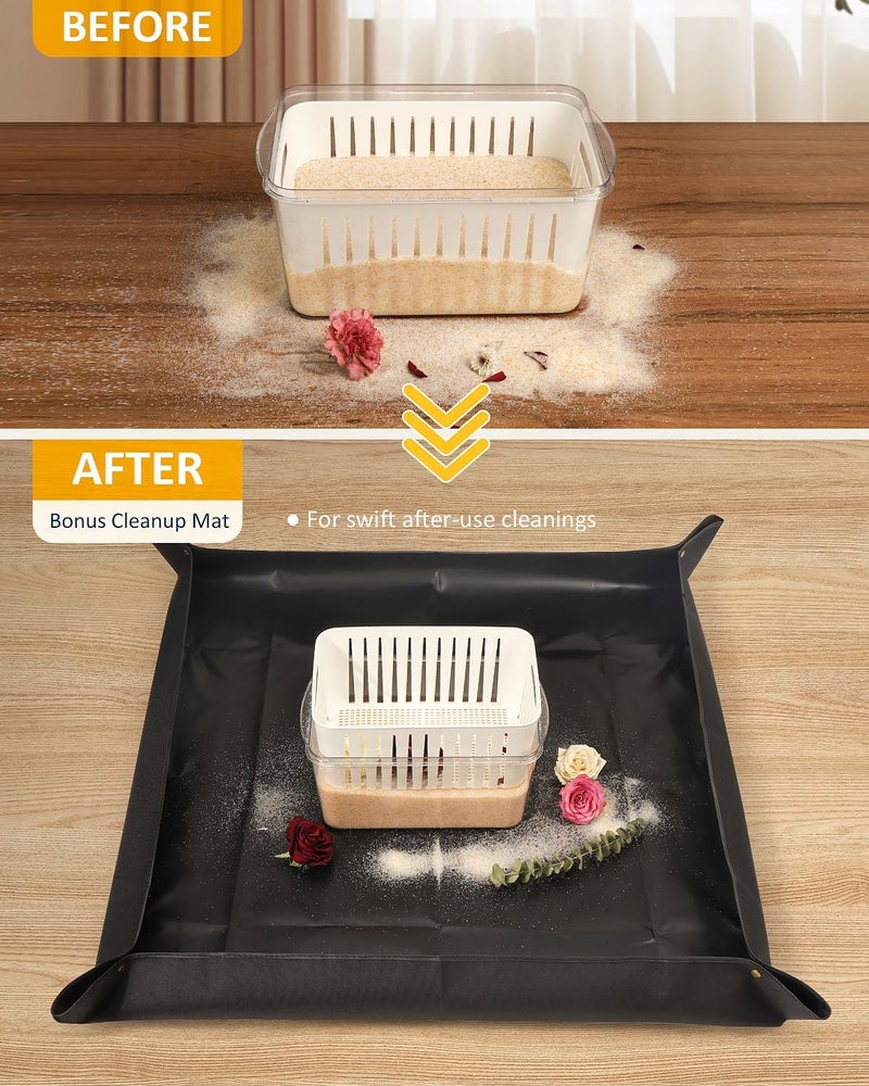 wisedry 2PCS Silica Gel Flower Drying Container, One Step Retrieve Dried Flowers, 11.5''L X 7.7''W X 6''H Storage Box with Cleanup Mat, Erasable Pen & Adhesive Label - Image 5